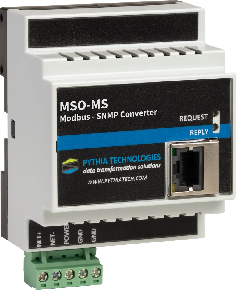 Pythia MS0-MS Modbus to SNMP converter, DIN-rail mount